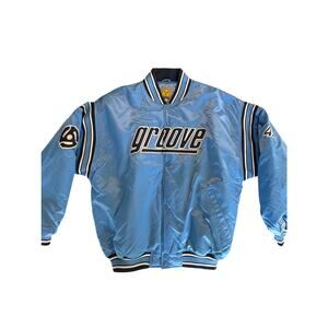 Vintage 90 s Carolina Blue "Groove" brand Satin Bomber Jacket Mens' size XXL